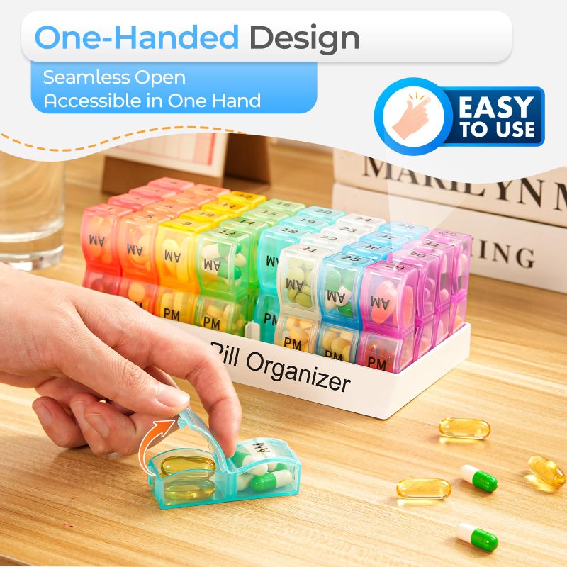 COLORWING Monthly Pill Organizer 2 Times a Day, one Month Pill Box AM PM, 30 Day Pill Case Small Compartments to Hold Vitamin and Travel Medicine Organizer, 31 Day Pill Organizer, 4 Week Pill Cases - Image 2